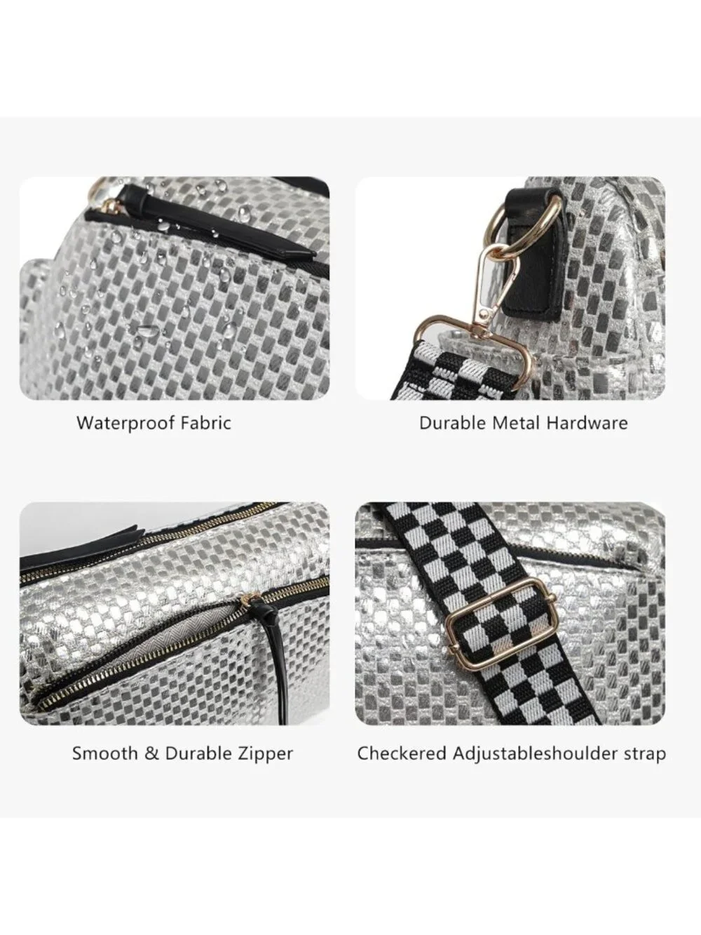 Stylish Checkered Crossbody Bag for Women with Adjustable Strap - Trendy & Chic